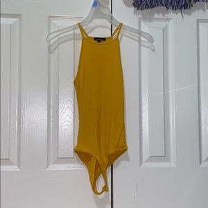 Mustard Yellow Ribbed High Neck Bodysuit